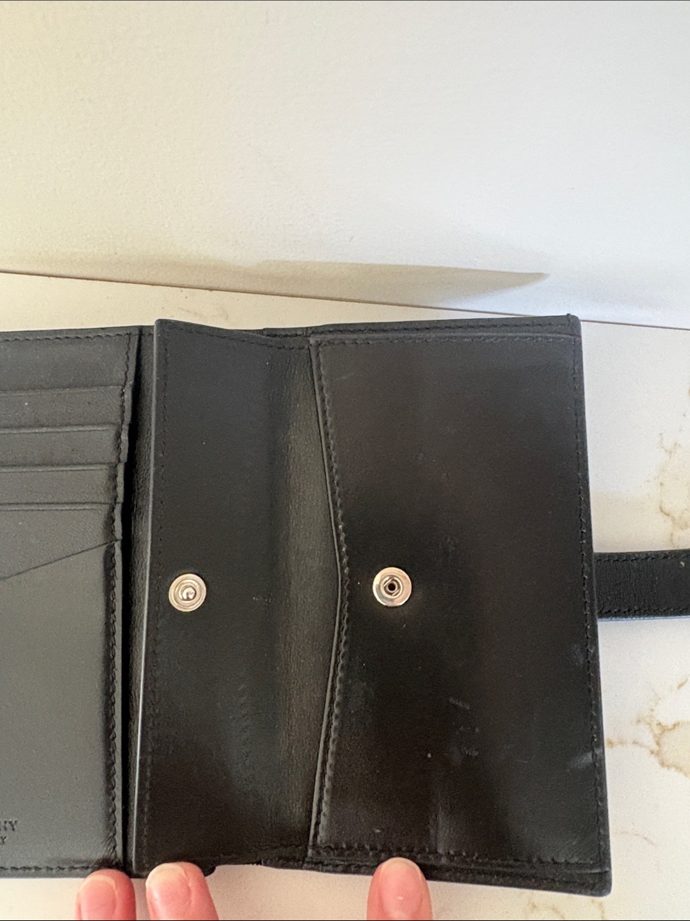 Givenchy Black Leather Wallet with Silver Double-G Logo - Picture 7 of 15